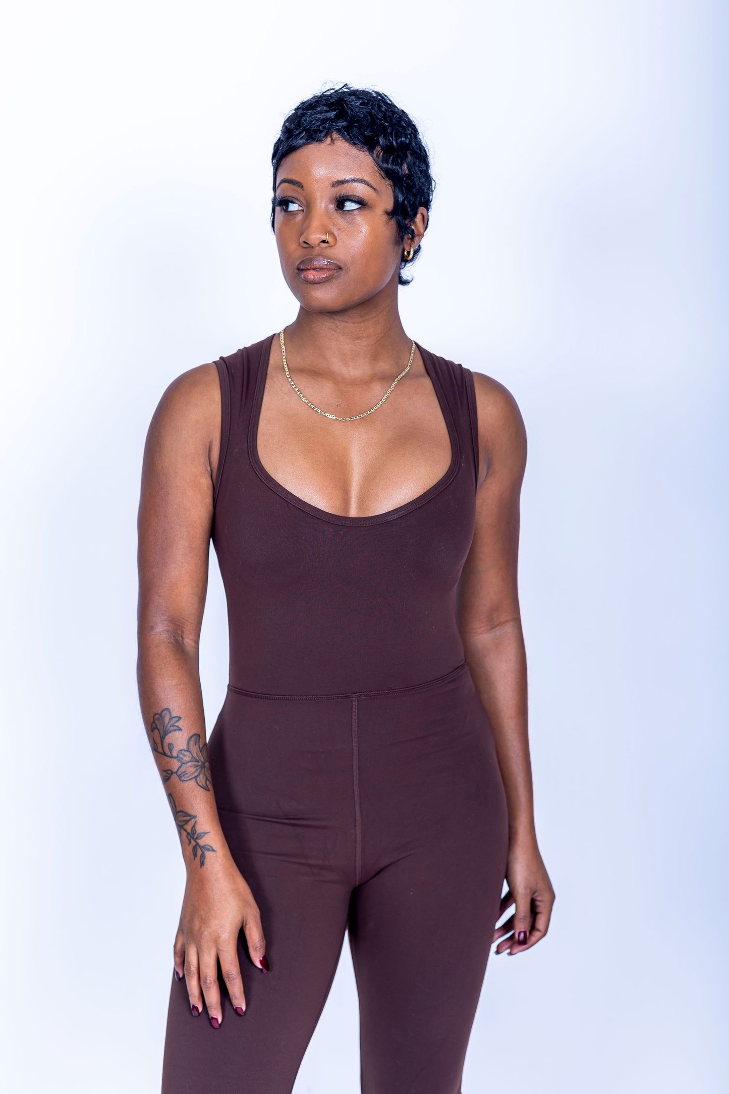 All-Day Flare Bodysuit - Brown