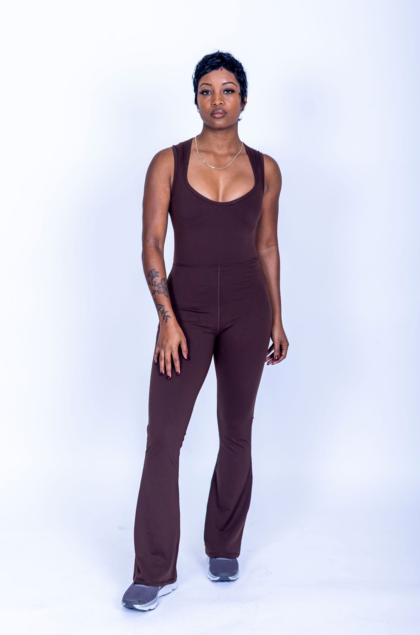 All-Day Flare Bodysuit - Brown